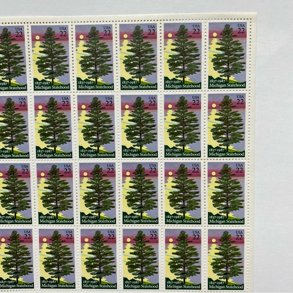 Michigan Statehood Stamps Full Sheet Of 50 US Scott 2246 Pine Tree 1987 MNH